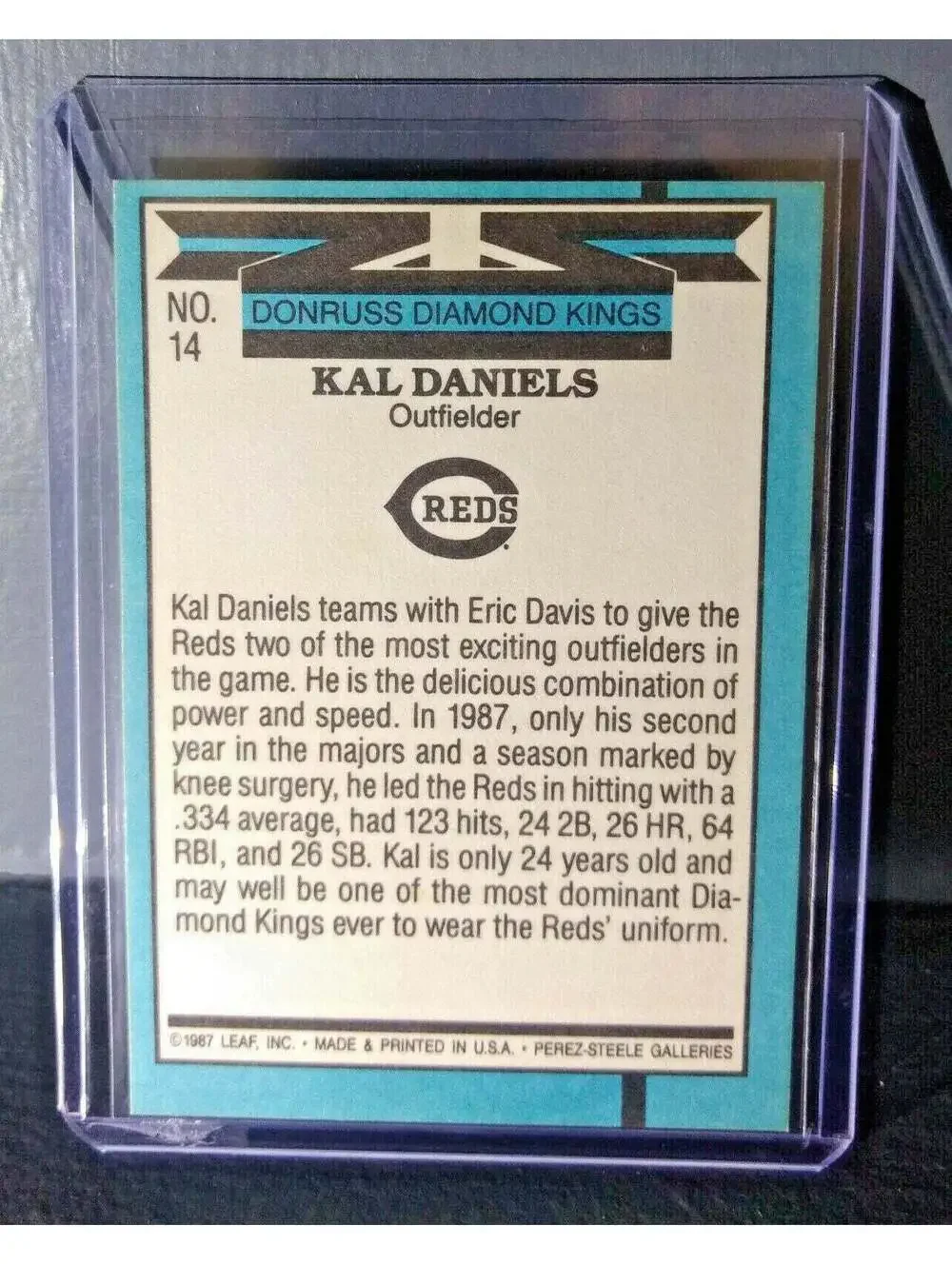 1988 Kal Daniels Donruss Diamond Kings #14 Baseball Card